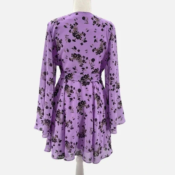 Free People Lilou Floral Fit & Flare Mini Dress in Lavender - Size Medium - Picture 5 of 8